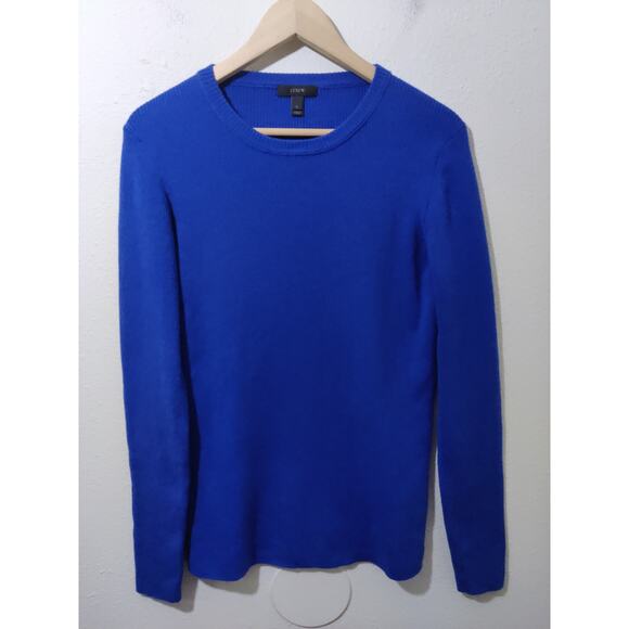 J. Crew Blue Merino Wool Blend Crew Neck Pullover Sweater Size L - Picture 1 of 7